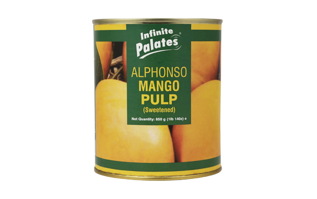 Infinite Palates Alphonso Mango Pulp (Sweetened)   Container  850 grams